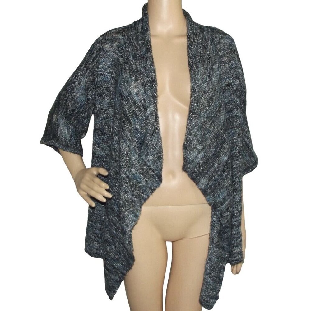 a.n.a. Cardigan Sweater Womens Size Medium blue variegated yarn open front